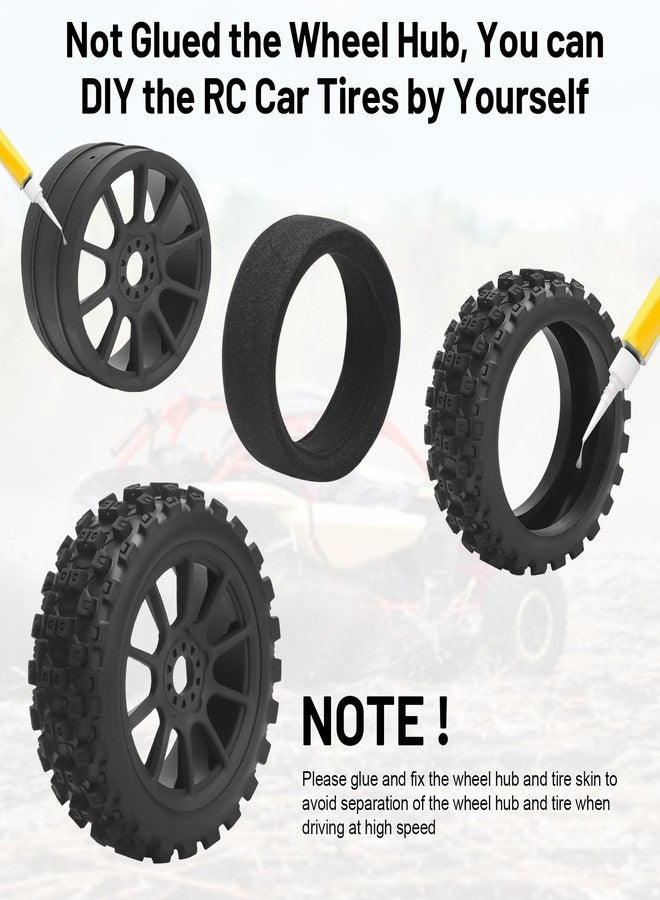 daitoku 1/8 RC Car Tires and Wheels, daitoku 17mm Hex RC Buggy Tires for 1/8 Arrma Typhon 3S 6S HSP Kyosho MP10 (Black) - Image 2